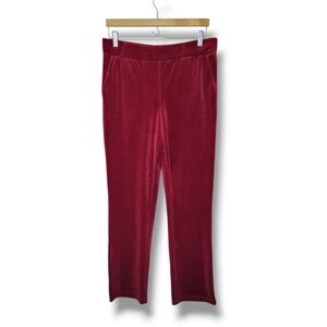 Lauren Ralph Lauren Velour Pants Women's M Red Pull-On Straight Leg Lounge